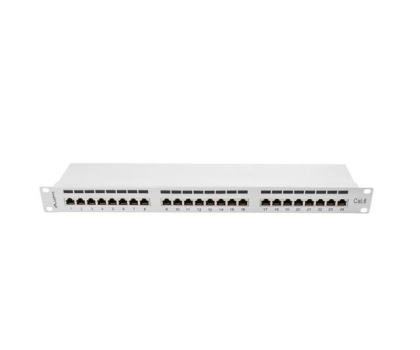 Akcesorium do szafy RACK LANBERG Patch Panel 24 Port 1U Kat.6 szary ekranowany PPS6-1024-S
